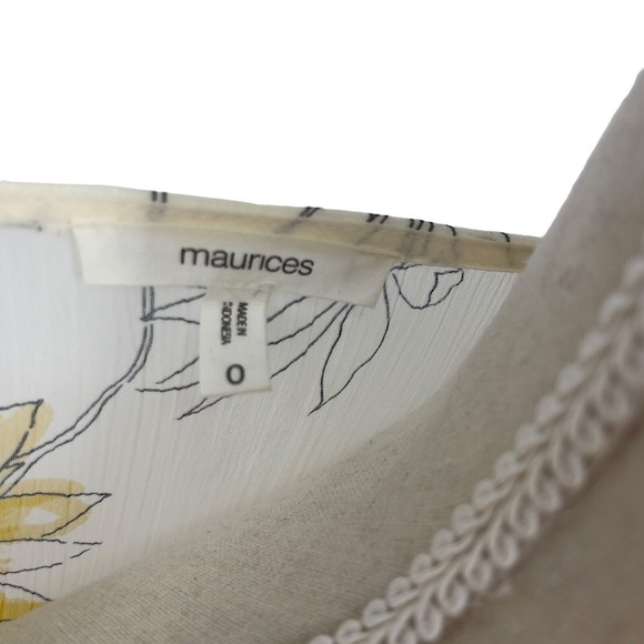 Maurices Womens Plus Size 0 Kimono Top 14W Sheer Floral Print Lace Up V Neck - Picture 12 of 13